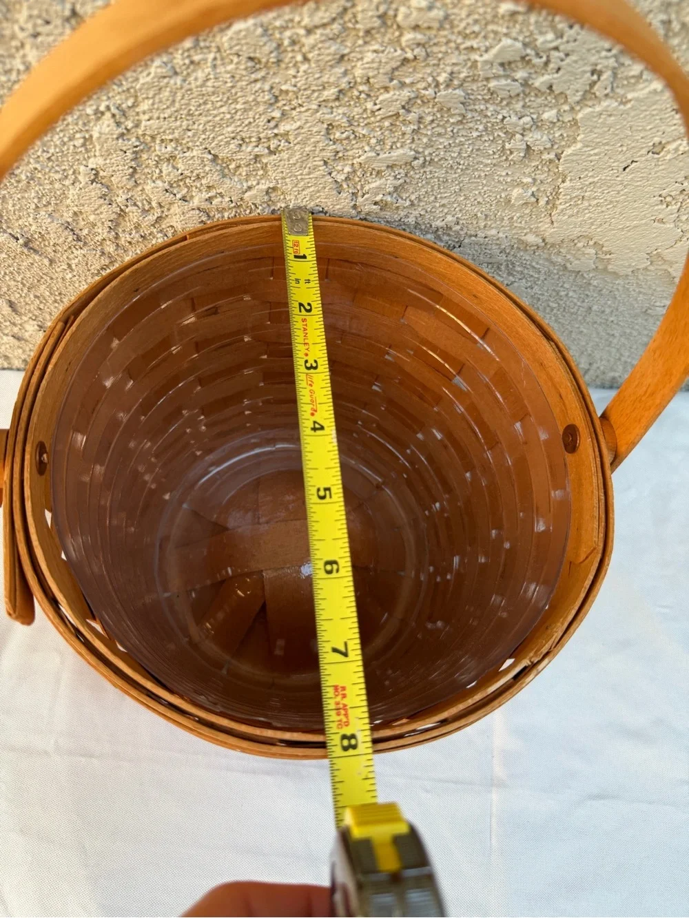 Longaberger Apple Basket or Fruit Basket Round basket with swing handle